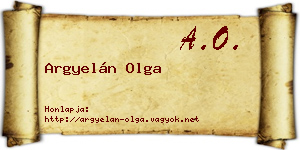 Argyelán Olga névjegykártya