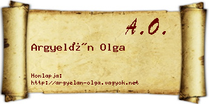 Argyelán Olga névjegykártya